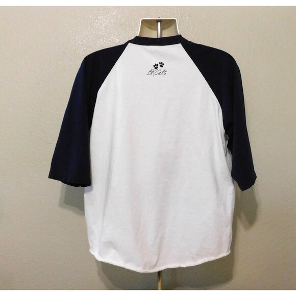 B.Kliban Cats Hawaii Raglan Tee Shirt XL White Navy 100% Cotton Fun Print - Picture 4 of 8